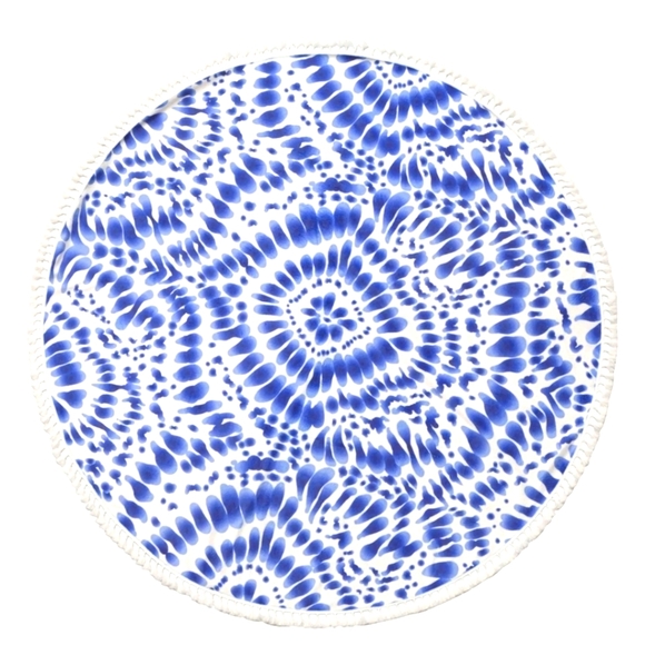 Beach Enchante NWT Indigo Turkish Round Fringe Beach Towel - Picture 4 of 7